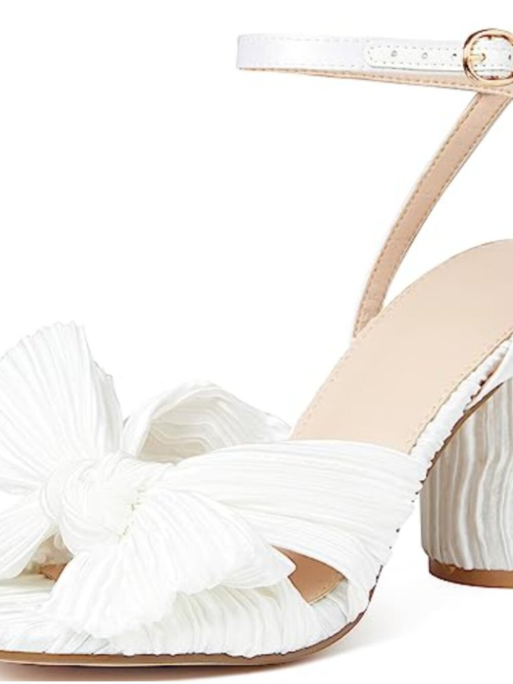 Women's Bow Knot Heeled Sandals Open Toe Ankle Strap Chunky Heels Wedding